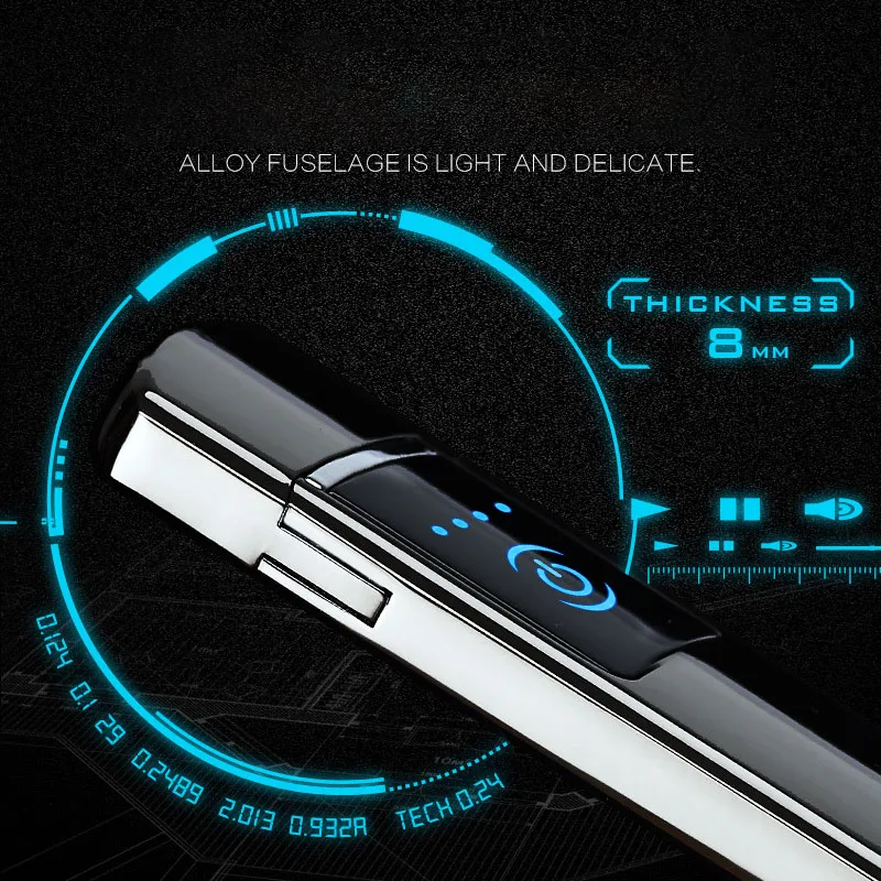 Usb Charging Electronic Touch Sensing Lighter Windproof Thin Male Personality Women Electric Heating Wire Cigarette Lighters | Дом и сад