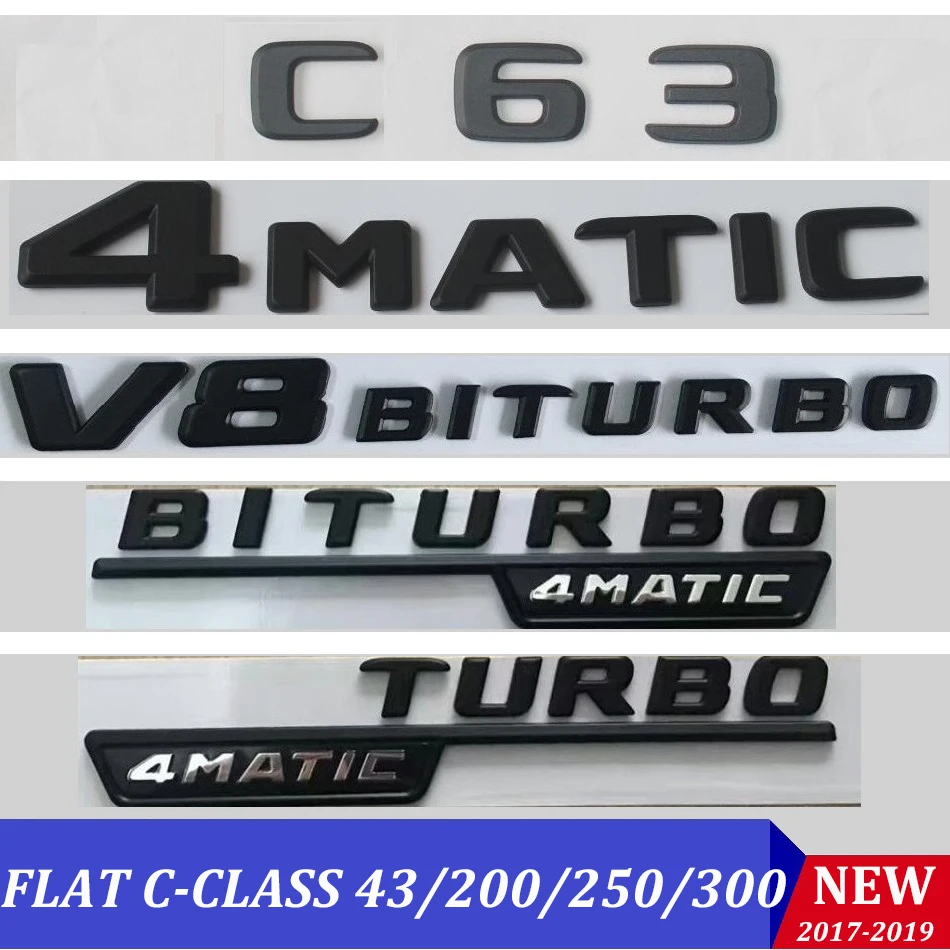 Черная плоская эмблема W204 W205 наклейка C63 C200 C250 C300 4matic Авто буквы на багажник Задняя Звезда эмблема CLA для Mercedes Benz AMG