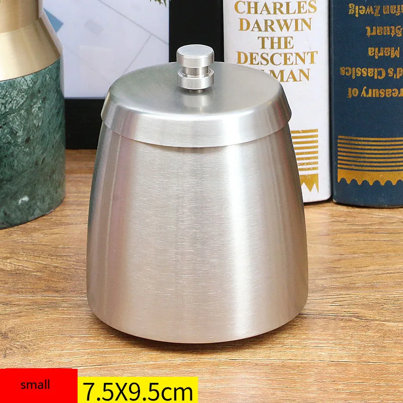 small ashtray wi lid Уличная пепельница ветрозащитная нержавеющая сталь с крышкой подарок зажигалки аксессуары для курения пепельница лоток для домашнего декора двора - Цвет: small ashtray wi lid
