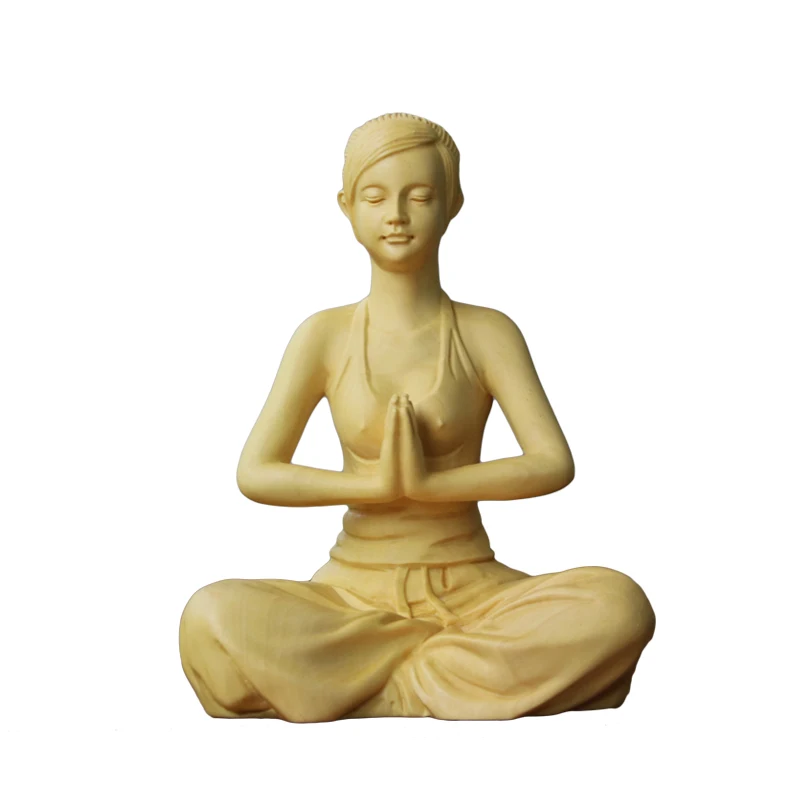 Резьба по дереву статуэтка для йоги Ручное ремесло маленькие украшения