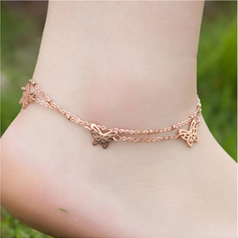 New Arrival Butterfly charm anklet for women Gold-Color Bracelet on a leg Fashion foot chian Ankle jewelry Украшения и