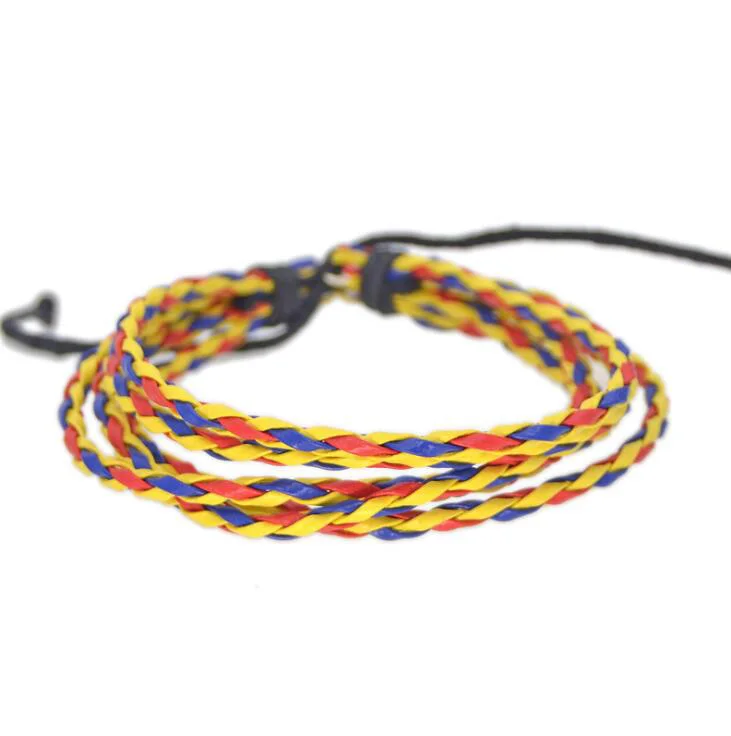 

Multilayer Bracelet Leather Knitting Multicolor Fashion Hand Strap Leather Rope bracelets Wholesale #EZ314