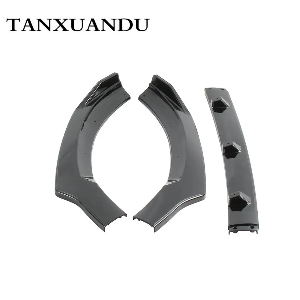 Окрашенный глянцевый черный 3 ступенчатый передний бампер спойлер крыло для