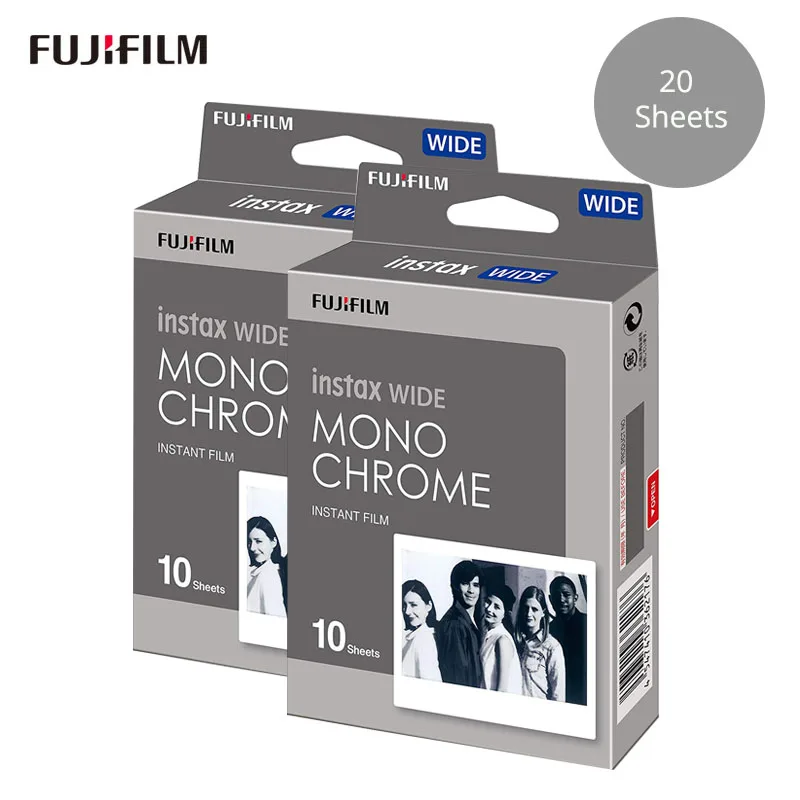 20 Sheets Monochrome 10-50 листов для Fujifilm Instax WIDE Film Фотобумага монохромный для цифровой фотокамеры Fuji Instax WIDE 210 200 300 100 500AF пленка глянцевая фотобумага для Камера - Цвет: 20 Sheets Monochrome