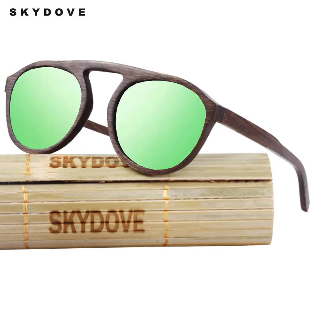 SKYDOVE овальные бамбуковые деревянные солнцезащитные очки поляризованные bambu