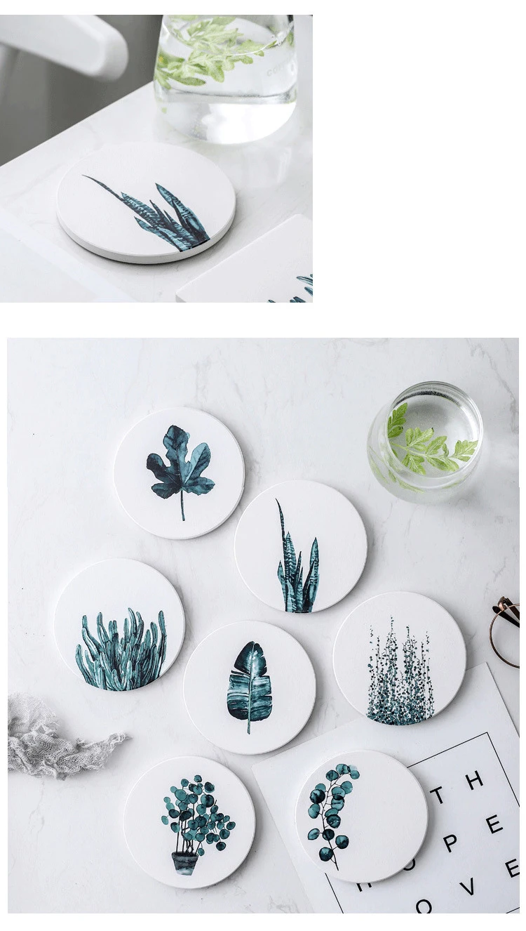 Lekoch 1 шт. Diatom mud Coaster подстаканник нескользящий коврик с подогревом кофе чай напиток подстаканники коврик листья узор для чашки