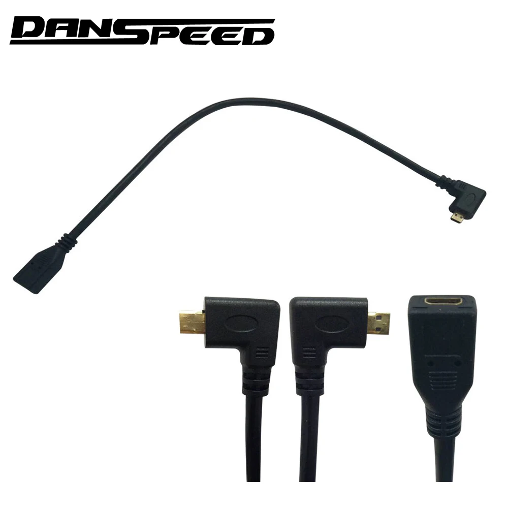 Danspeed HDMI 90 градусов левый/правый угол микро штекер Микро Женский позолоченый