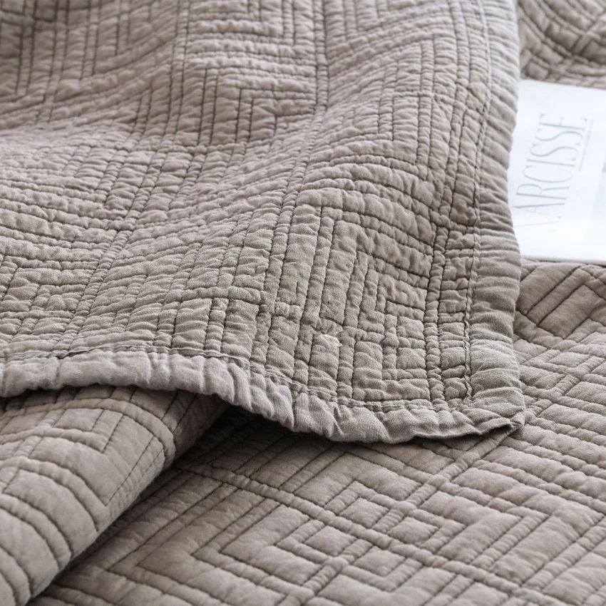 Комплект хлопкового стеганого одеяла CHAUSUB однотонный комплект из 3 предметов