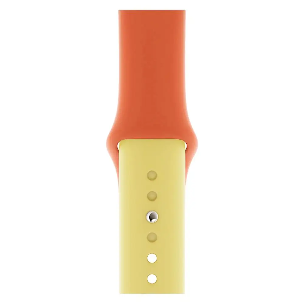 Orange Yellow Двойной цвет спортивный мягкий ремешок для Apple Watch серии 1 2 3 4 ремешок для Apple iwatch 38 мм 40 мм 42 мм 44 мм силиконовый ремешок для часов - Цвет ремешка: Orange Yellow