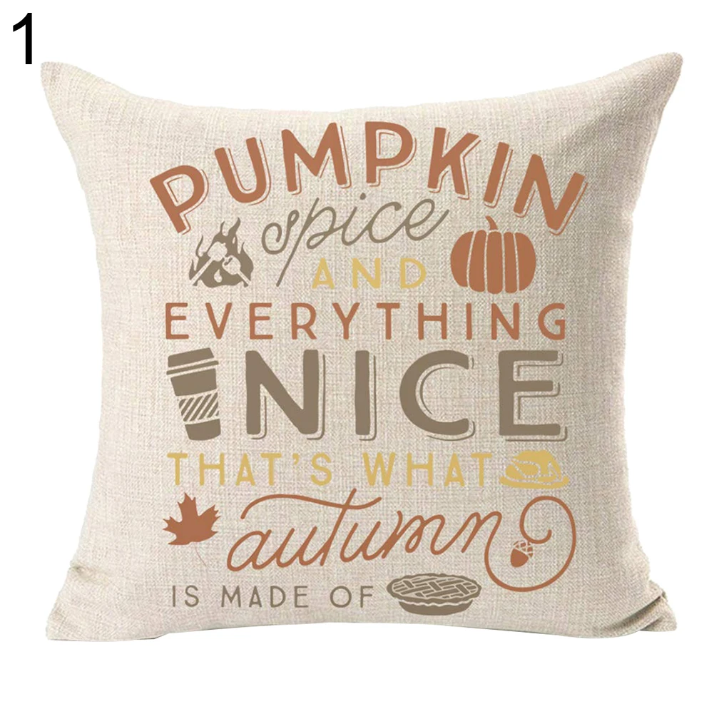 Высококачественный льняной чехол для подушки с дизайном осеннего сбора тыквы