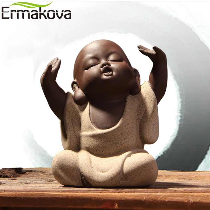 ERMAKOVA 1 шт. милая маленькая фигурка монаха статуя Будды Чай Домашние животные