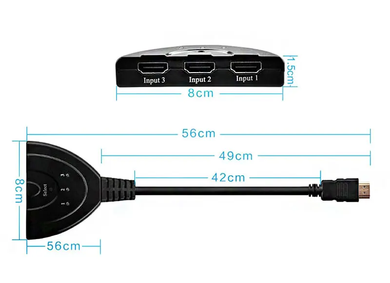 MLLSE Mini 3 Port HDMI Splitter Adapter Cable 1.4b 4K*2K 1080P Switcher Switch in 1 out Hub for HDTV PS3 PS4 | Компьютеры и офис