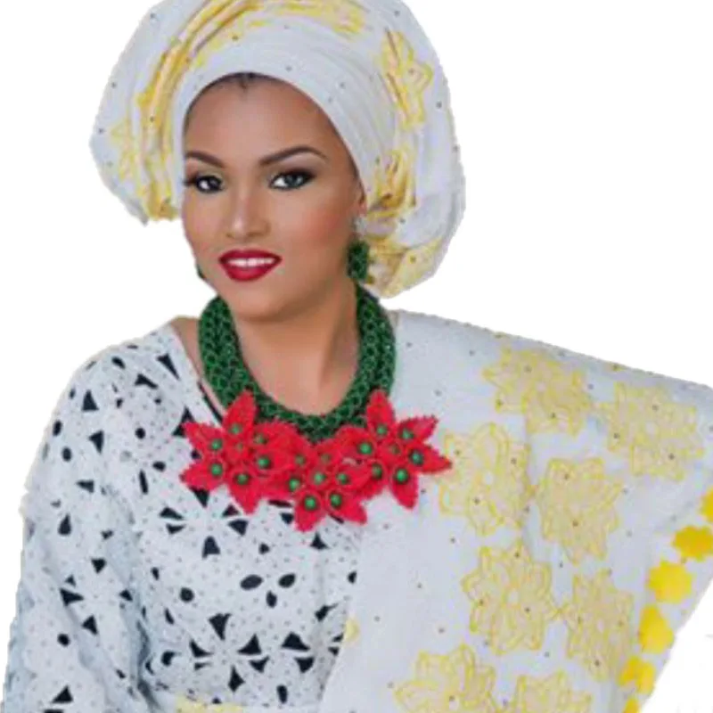 

Dudo Jewelry New Crystal African Jewelry Set Green Necklace With Handmade Red Flowers Nigerian Bridal Jewelry Sets For Women