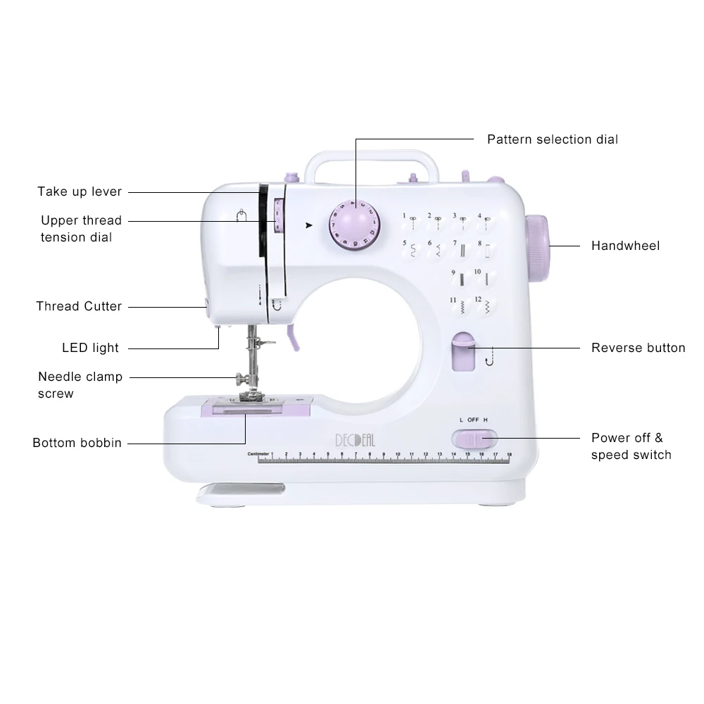 Электрическая бытовая швейная машина 12 Скоростей строчки регулируемая сменная