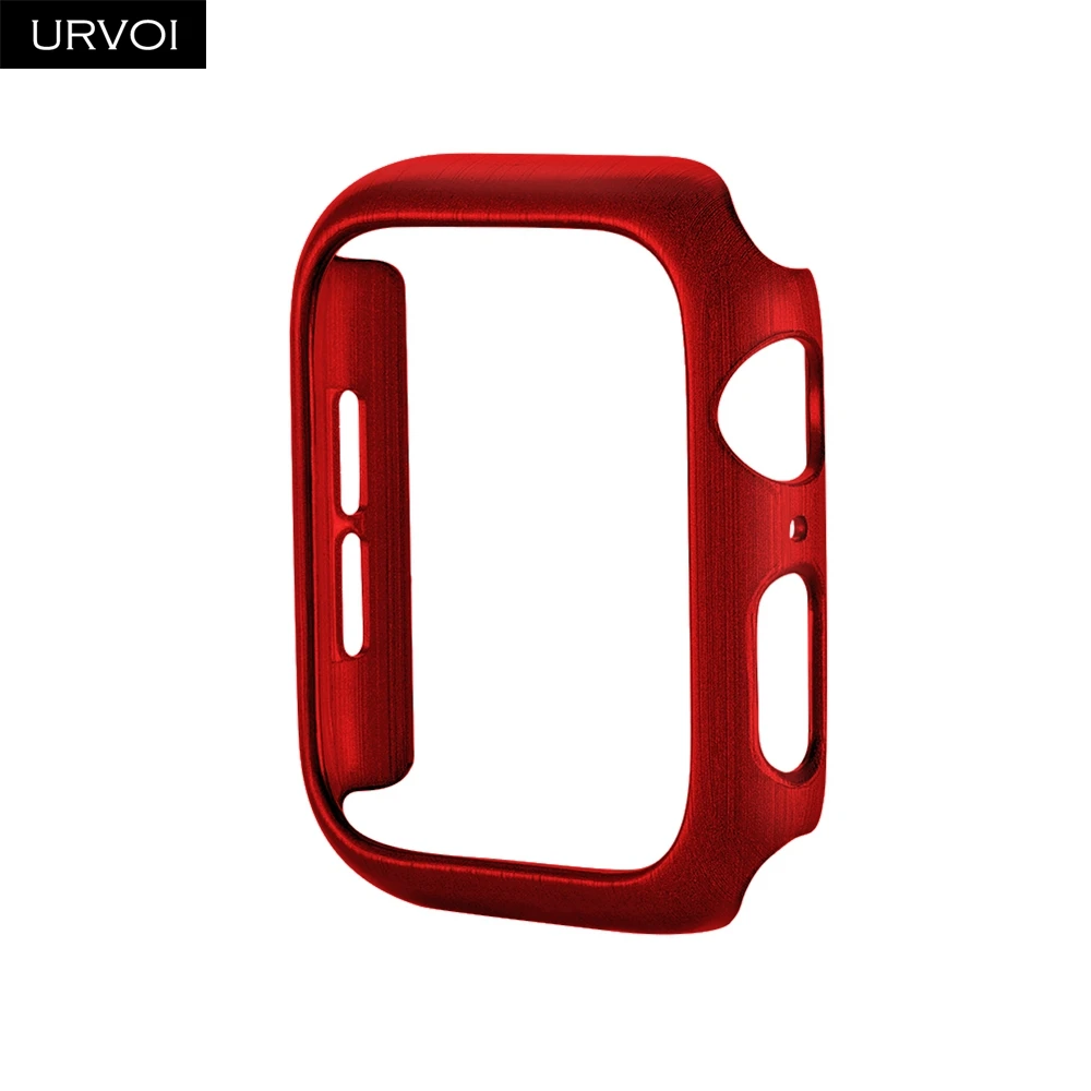 Red URVOI PC чехол для Apple Watch series 5 4 3 2 твердая рамка пластиковая щетка Бампер протектор для iWatch Тонкий Ультратонкий чехол полоса - Цвет: Red
