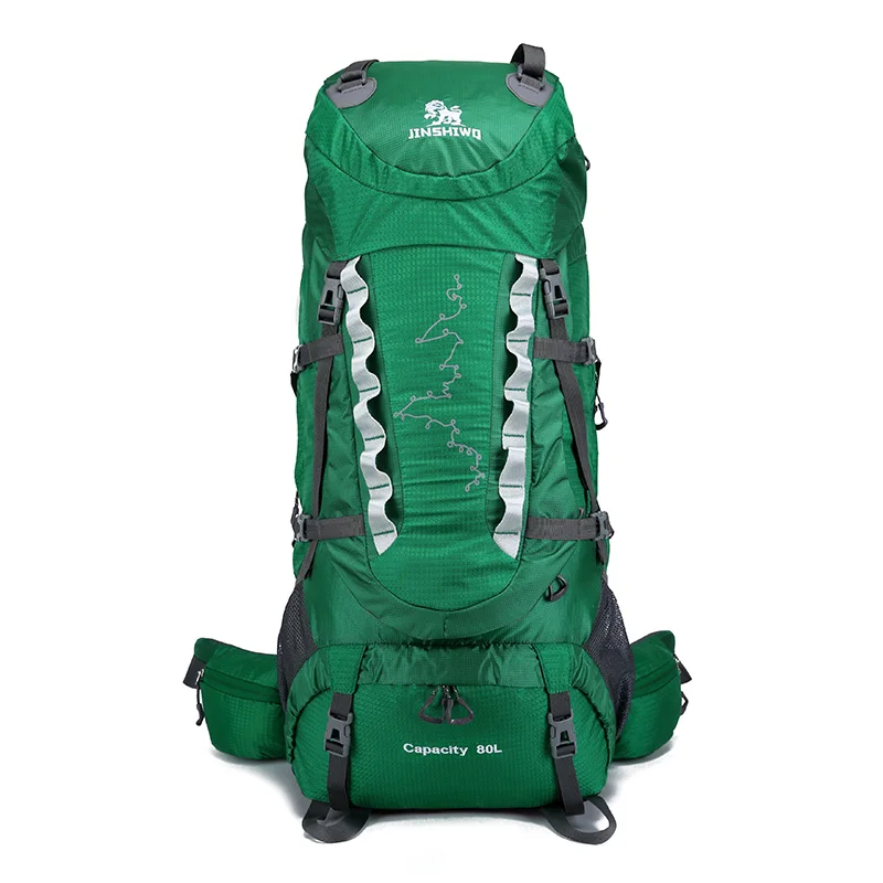 Green Походные рюкзаки 80L с подъемным кронштейном, уличная сумка, рюкзак из нейлона, сверхлегкая Спортивная дорожная сумка из алюминиевого сплава, водонепроницаемая - Цвет: Green