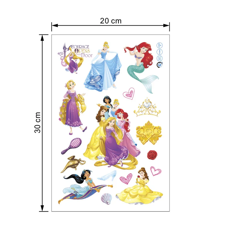 

Beautiful Cinderalle Aurora Rapunzel Disney Princess Decorative Stickers Kids Wall Decals Poster Home Decoration For Girl's Room