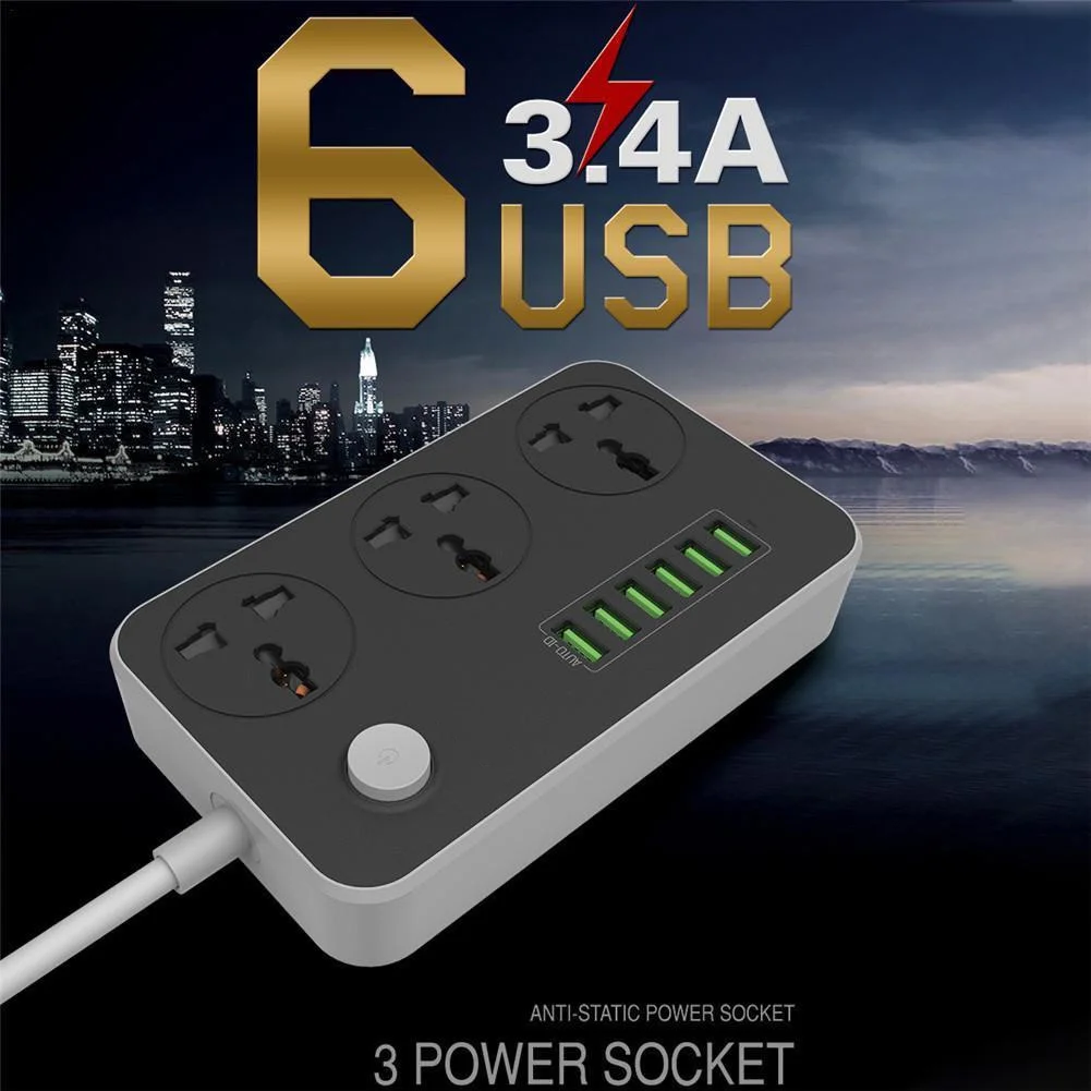 Удлинитель с usb-портами бытовой США, Великобритании, ЕС разъем, полосы питания, розетка 10A Smart, универсальное зарядное устройство для защиты от перенапряжения