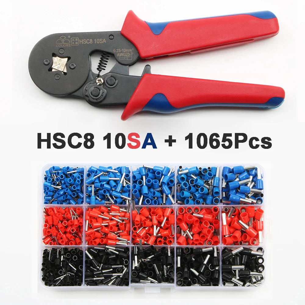 10SA HSC8 6-6 саморегулируемые обжимные плоскогубцы мини-типа 0,25-10 мм2 прямые немецкие плоскогубцы ручные инструменты Европейский стиль щипцы 23-7 - Цвет: HSC8 10SA 1065PC