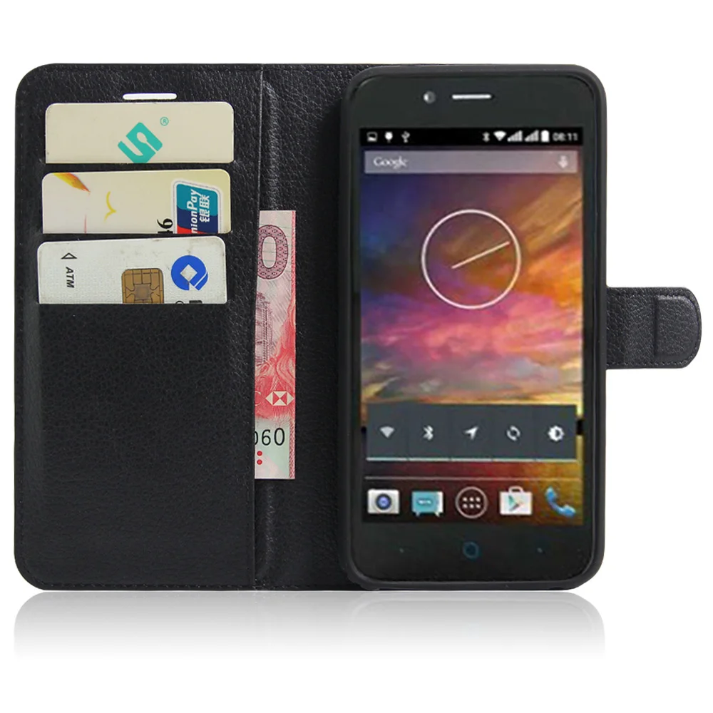 Beworld для zte Blade L4Pro A475 из искусственной кожи чехол Lychee Флип Бумажник слоты карт