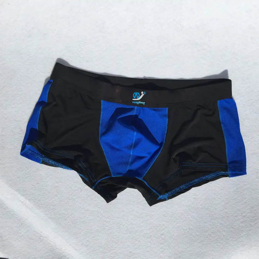 black Нижнее белье, мужские боксеры, шорты, Cueca, сексуальные, ледяной шелк, Слип, для геев, мужское нижнее белье, U выпуклый мешок, трусы, спандекс, пэчворк, боксеры, дышащие - Цвет: black