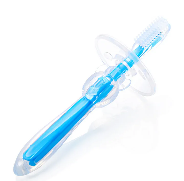 10 pcs Blue 10 шт. Полезная детская зубная щетка Съемная мягкошерстная детская учебная зубная щетка мультяшная ручка силиконовые детские предметы - Цвет: 10 pcs Blue