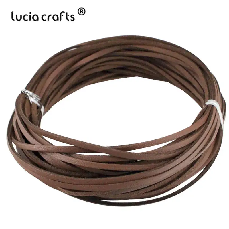 Lucia crafts 3 мм широкий кожаный 10 м/лот браслеты Веревка шнурок из коровьей кожи(около 1,5 мм толщиной) DIY аксессуары I0711