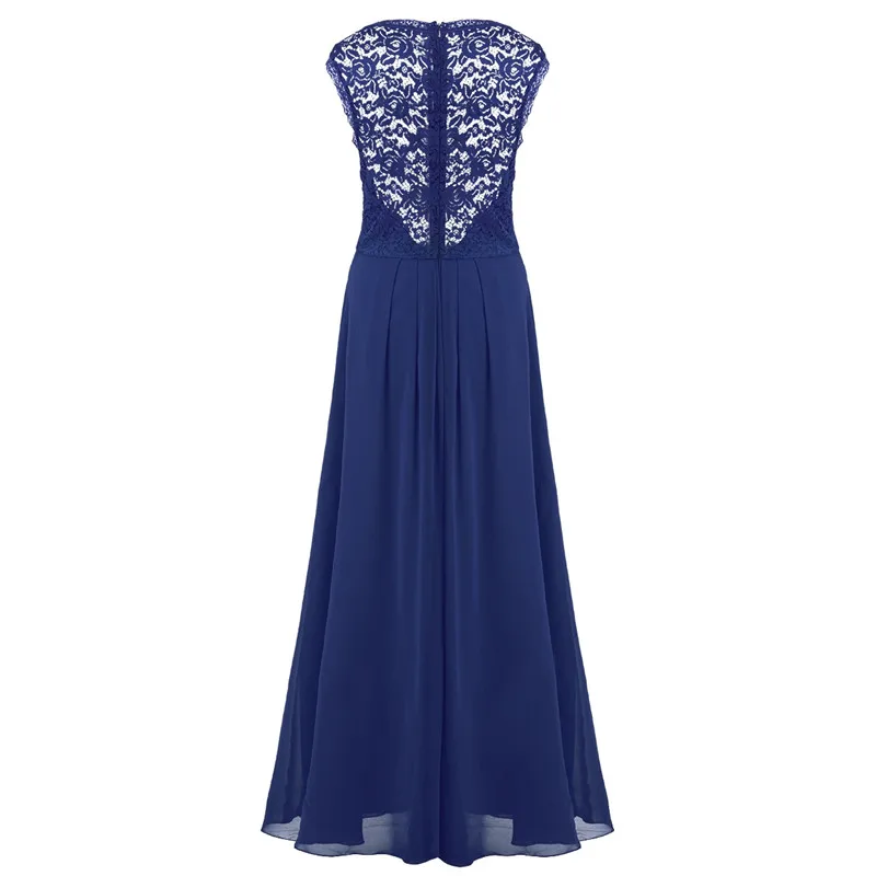 Женское длинное платье без рукавов кружевная с цветочным рисунком шифоновое