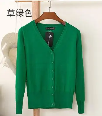 Baharcelin 3XL 4XL Большой размер женские осенние вязаные кардиганы с длинным рукавом вязаные свитера с круглым вырезом базовые вязаные топы - Цвет: green