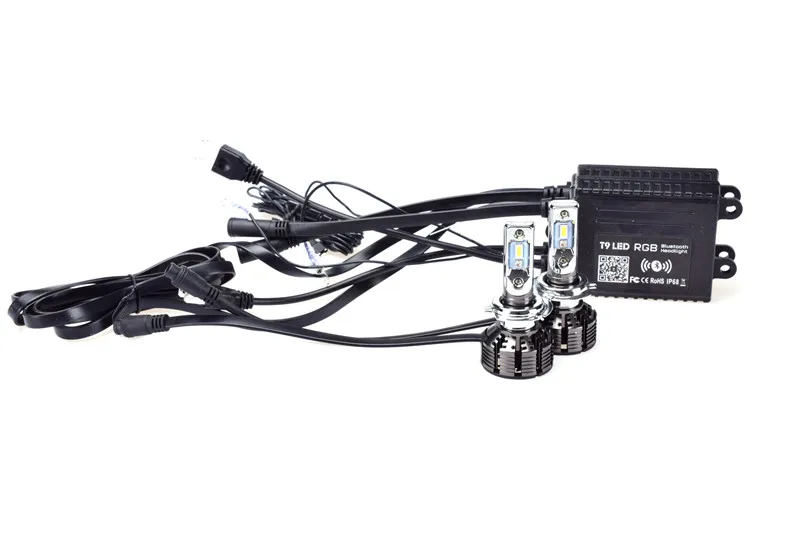 Горячая Распродажа RGB Bluetooth Автомобильный светодиодный светильник налобный H4 H7 H8