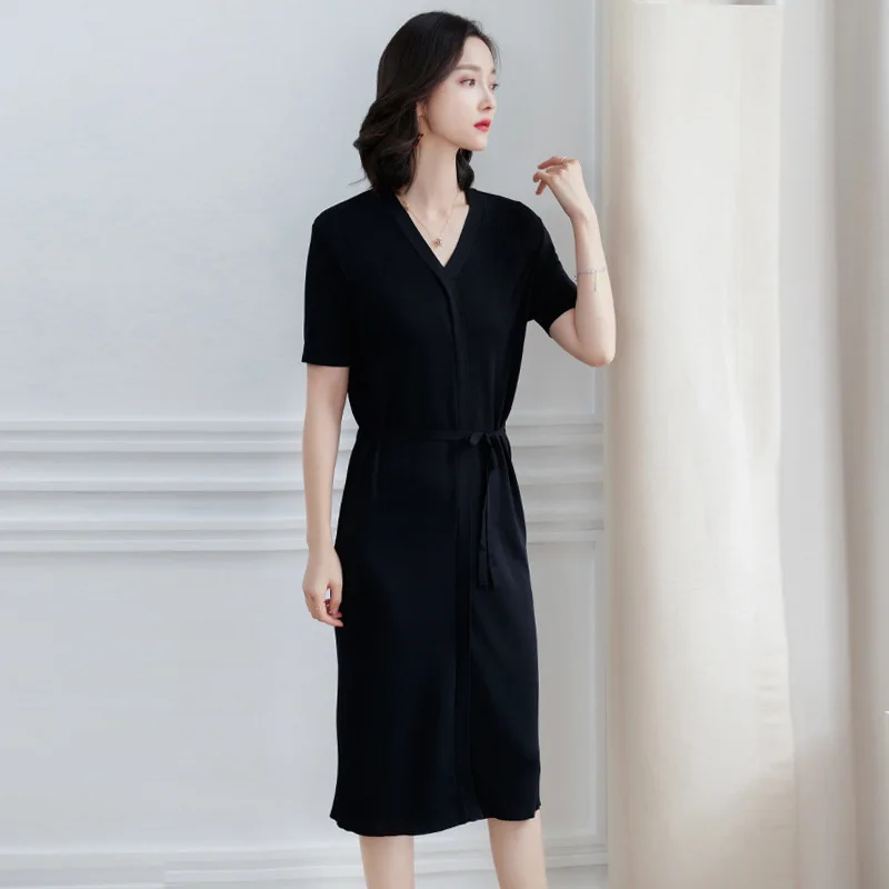 Suvance/2019 г. весенне летнее офисное женское трикотажное платье 4 цвета v образный