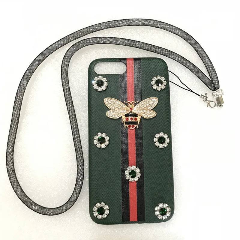 Aoweziic Мода для iPhoneX 7 8 плюс 6 s+ плюс XR XS MAX Kawaii DIY Bling Блеск Кристалл Bee из мягкой кожи с ремешком телефон случаях
