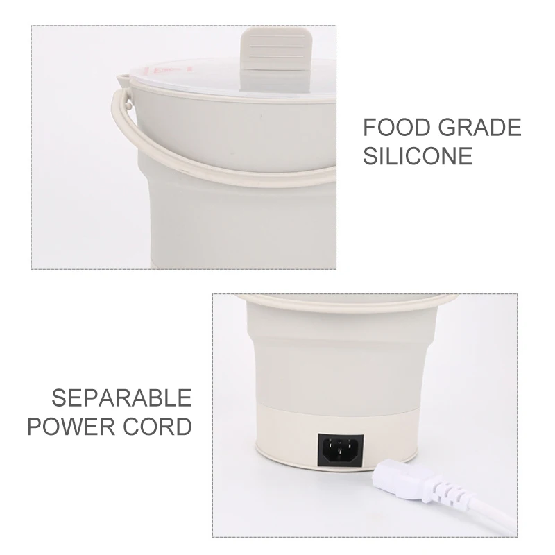 Foldable Food Container Lunch Box Heated Kettle Cooker Electric Frying Pan Portable Hot Pot EU/US/UK Tea Plug