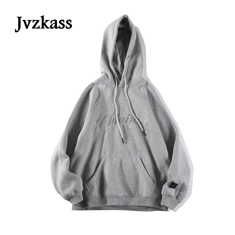 

Jvzkass Autumn and winter plus velvet Europe and the United States neutral BF wind embroidery students lovers hoodie tide Z42