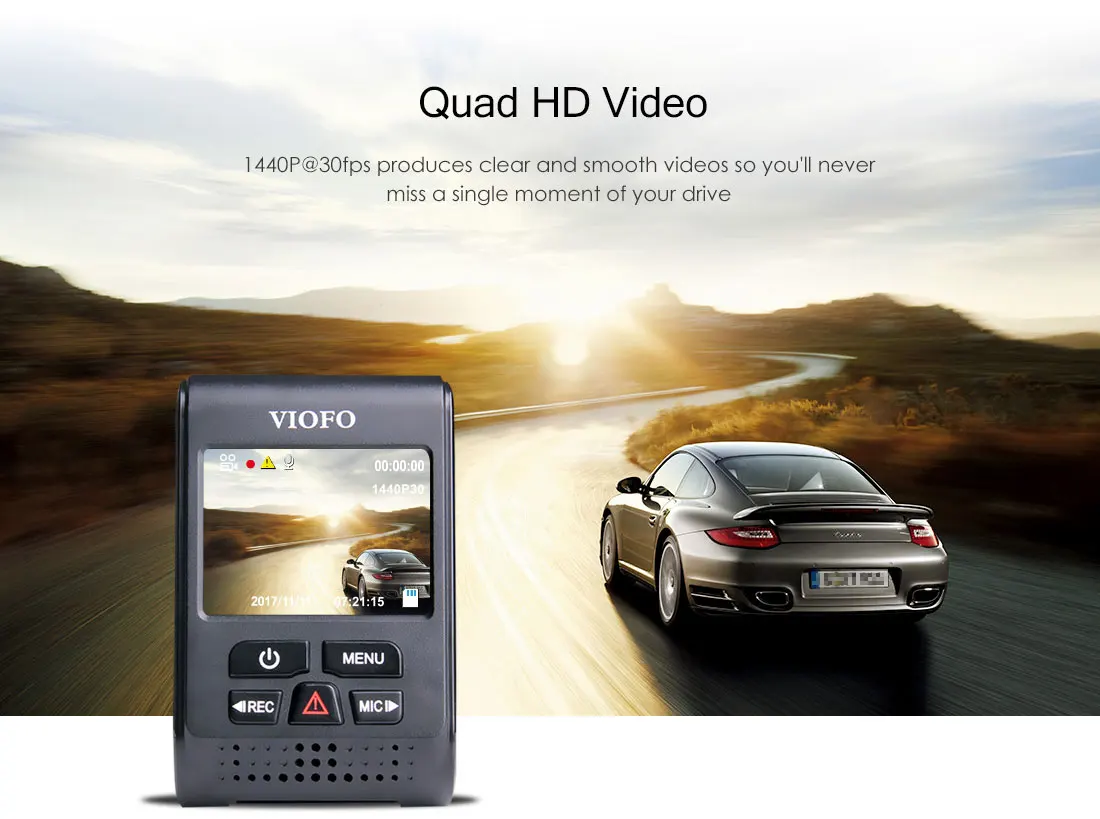 VIOFO A119 Pro Автомобильный видеорегистратор dashcam DVR 2," lcd супер конденсатор HD 2K 1440P Novatek опционально gps CPL SD карта