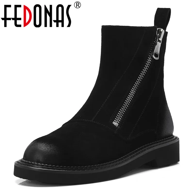 Женская обувь FEDONAS Повседневная Теплая на молнии с закругленным носком толстом
