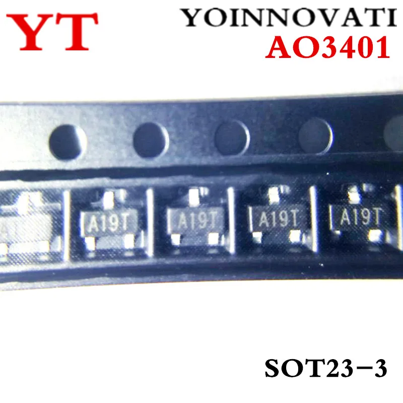 100 шт. AO3401 3401 MOSFET P-CH 30 в 4A SOT23 лучшее качество | Электронные компоненты и