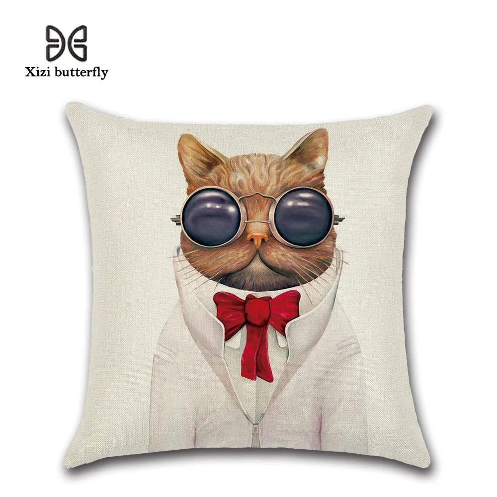 Животное Mr. Cat Famliy печатная наволочка диванная подушка хлопковое постельное