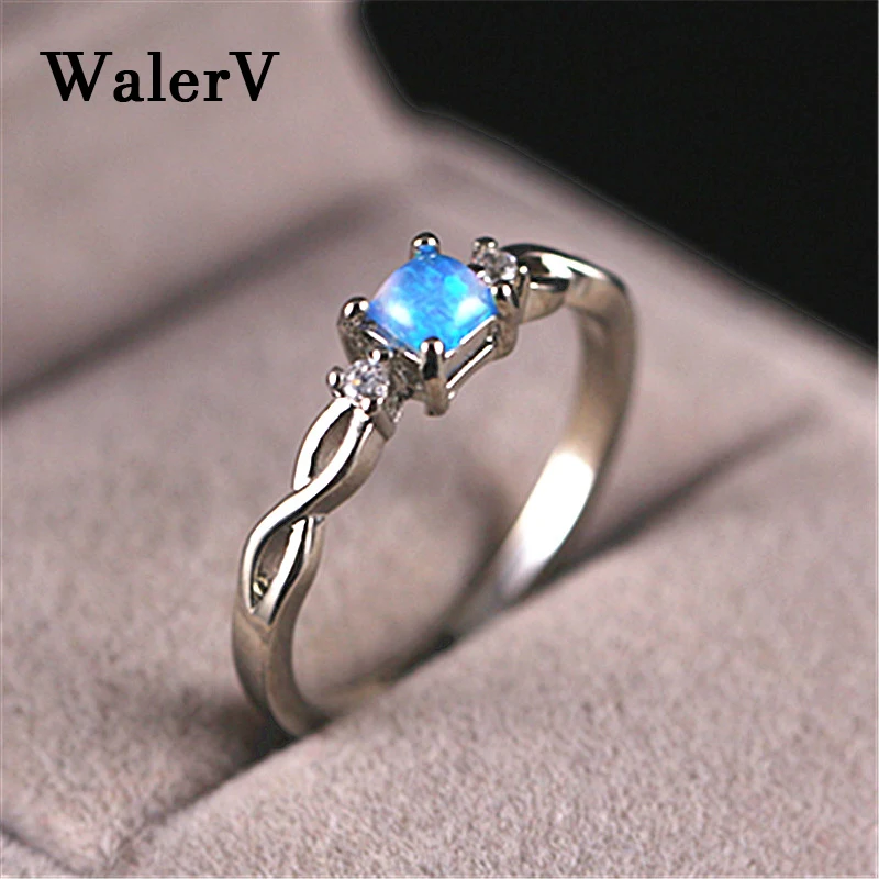 WalerV кольцо для женщин кольца набор очаровательные модные квадратные синие
