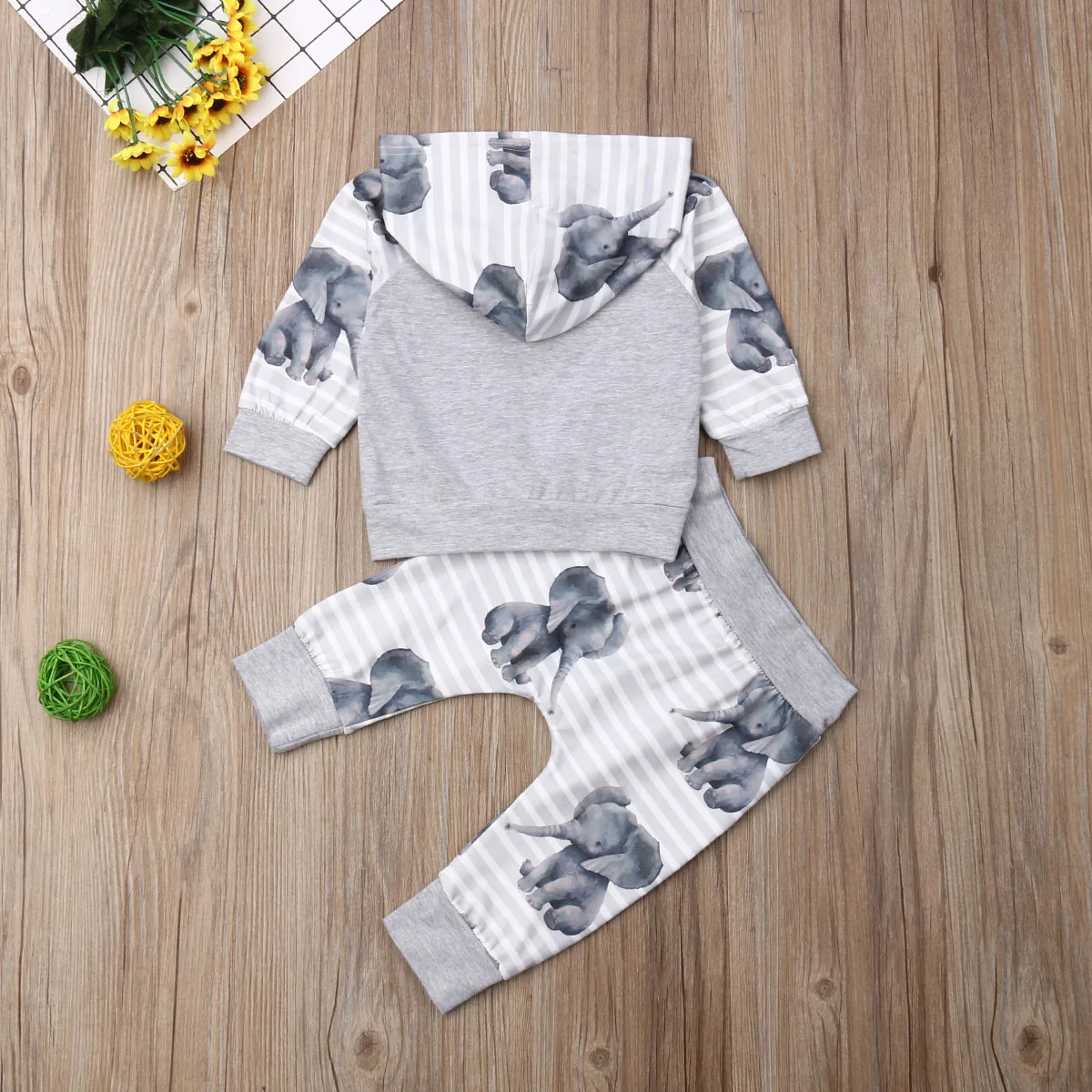 2 шт. детский комплект одежды с длинным рукавом и капюшоном в виде слона | Детская