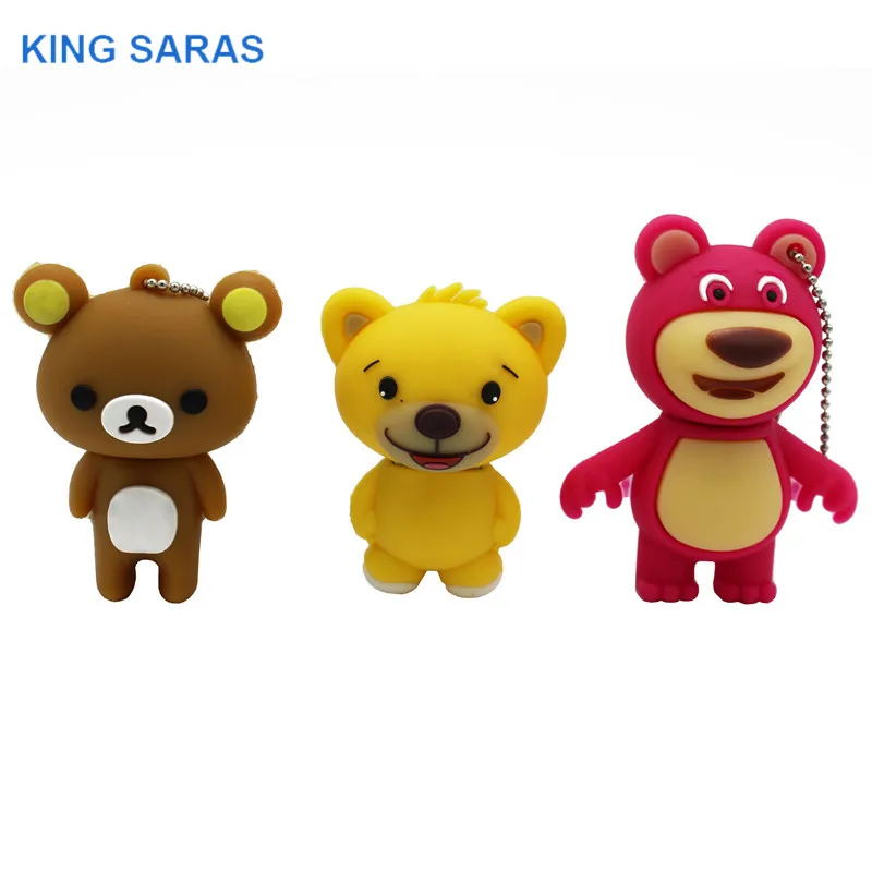 KING SARAS милый картонный медведь модель usb флэш-накопитель 4 ГБ 8 ГБ 16 ГБ 32 ГБ 64 ГБ флешка, подарок usb 2,0