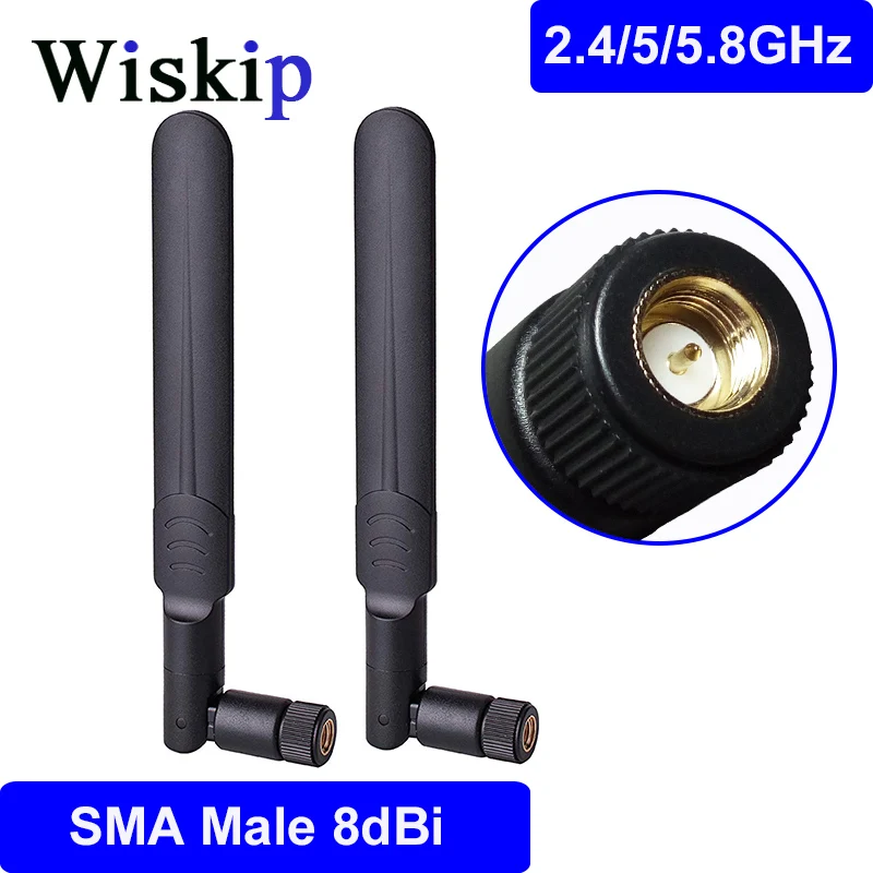 Антенна Wi Fi 2 4 ГГц 5 8 8dbi SMA Мужская Двухдиапазонная для беспроводных