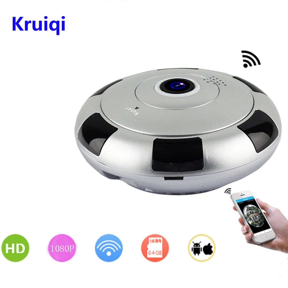 Круики 360 панорамная Беспроводная IP камера WiFi 2 Мегапикселя HD объектив рыбий глаз