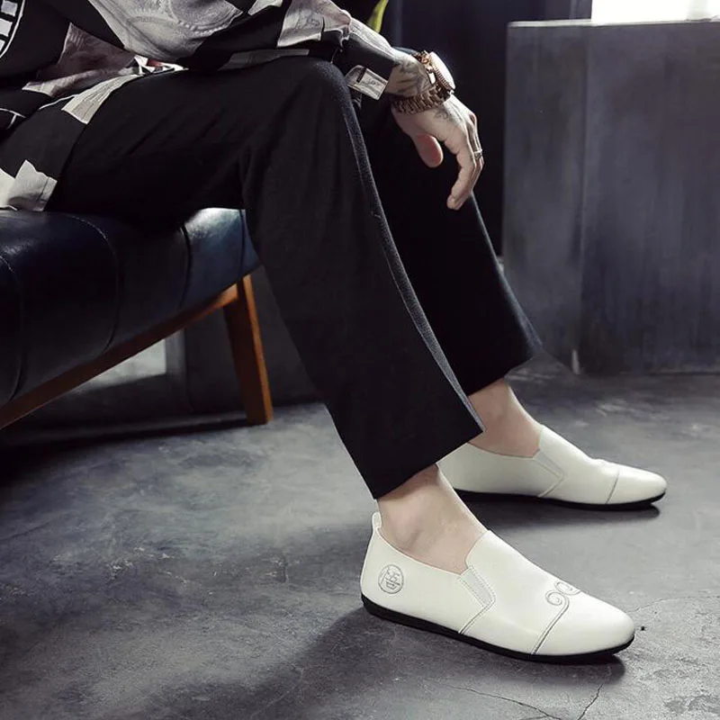 HEE GRAND Chinese Traditional Culture Men's Loafers Soft Comfortable PU Leather Concise Design Slip-on Flat Shoes XMR2537 | Обувь