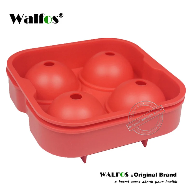 Красный WALFOS, форма для мороженого, форма для мороженого, безопасная для пищевых продуктов, силиконовая сферическая круглая форма для льда, лоток для льда, форма для приготовления, вечерние формы для бара, кухонный инструмент - Цвет: Красный
