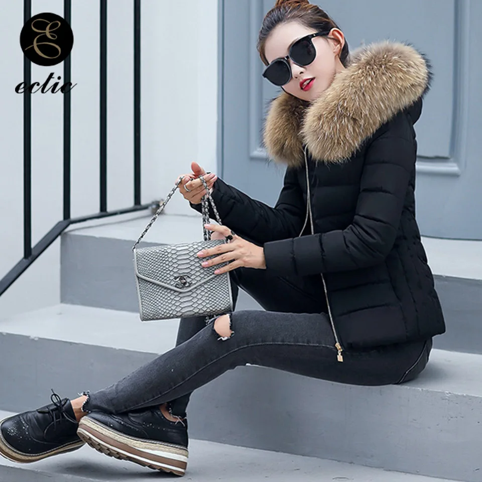 Silver Down Jacket Ropa Mujer Invierno 2021 Kawaii Coat  Pink Jacket Fur Collar Winter Korean Fashion Clothing Slim Jacket
