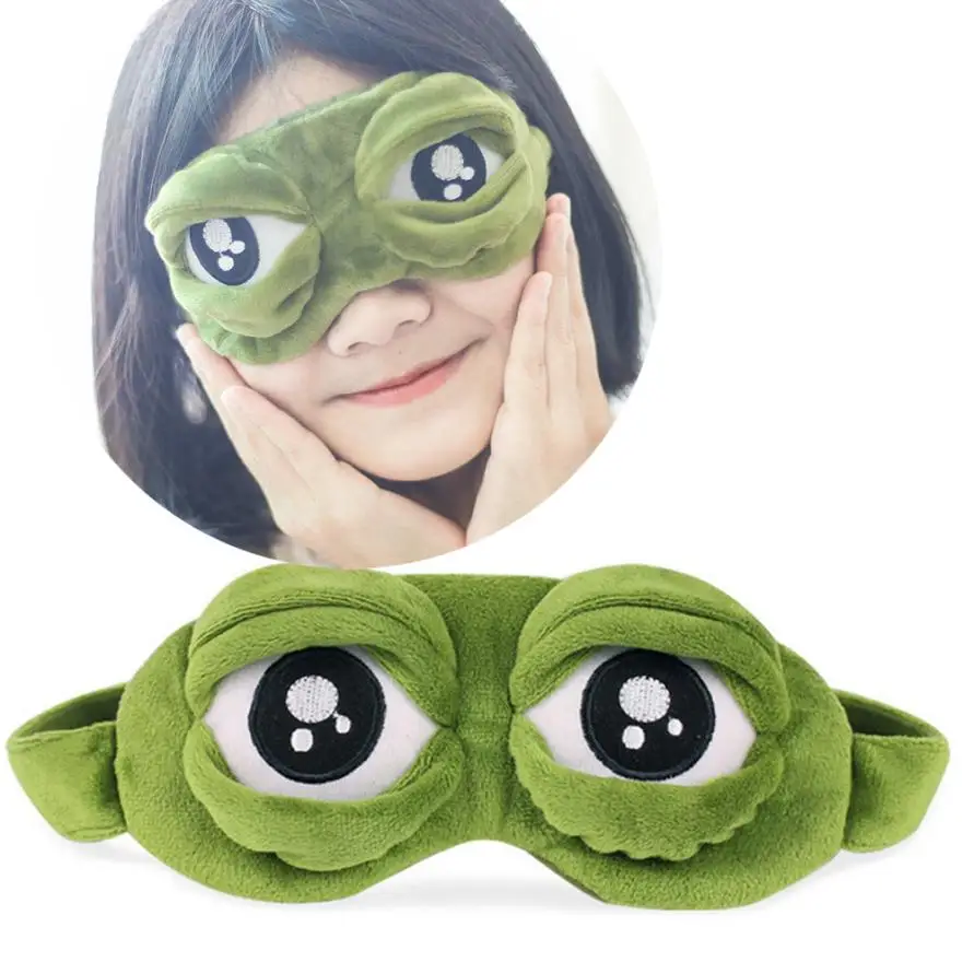 

2019 Cute Mask Cover Plush The Sad 3D Frog Cover Sleeping Rest Travel Sleep Anime Funny Gift I0136