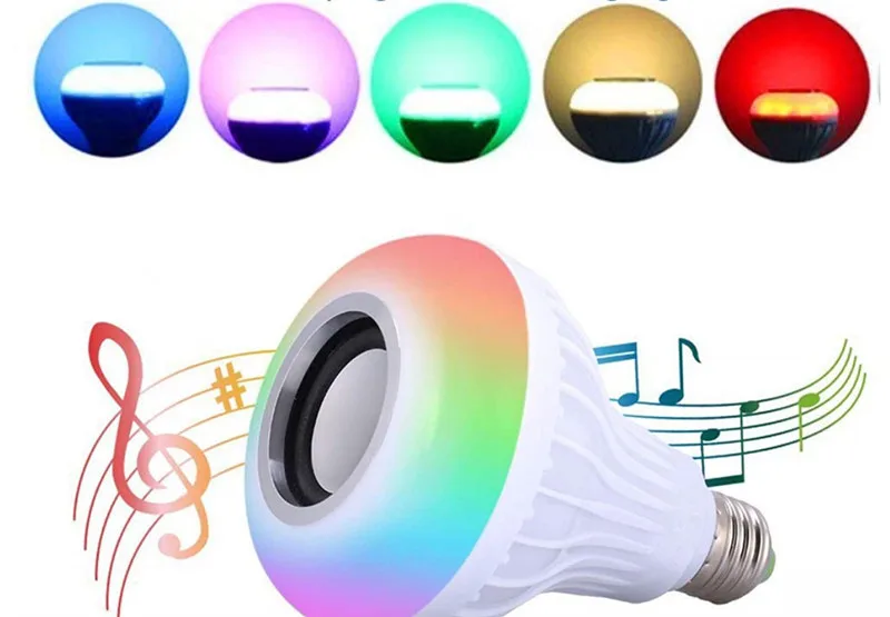 E27 Беспроводной Bluetooth Динамик+ 12 Вт RGB лампа светодиодный светильник 110 В 220 умный светодиодный свет Музыка Аудио плеер с пультом дистанционного управления Управление