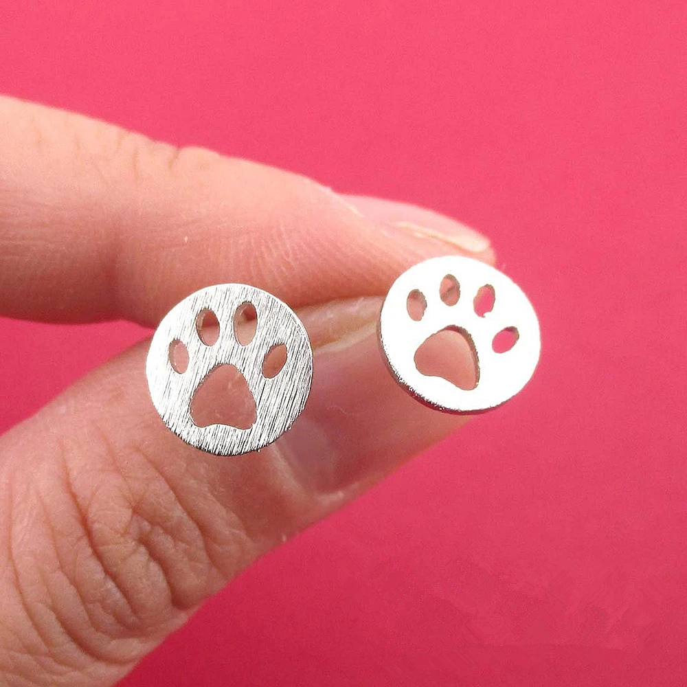 Женские серьги гвоздики с принтом Собачья лапа|animal earrings for women|animal earringsdog paw |