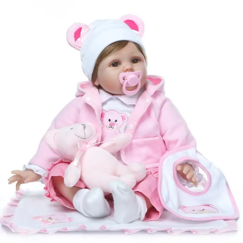 55 см Силиконовые bebes Reborn Baby Doll игрушки с мини аксессуары в виде мишки куклы